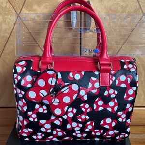 Red and Black Bow Patterned Handbag